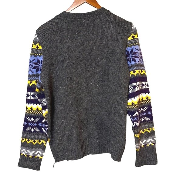 St. Johns Bay L Womens Gray Cardigan Sweater With Colorful Fair Isle Pattern - Picture 4 of 6